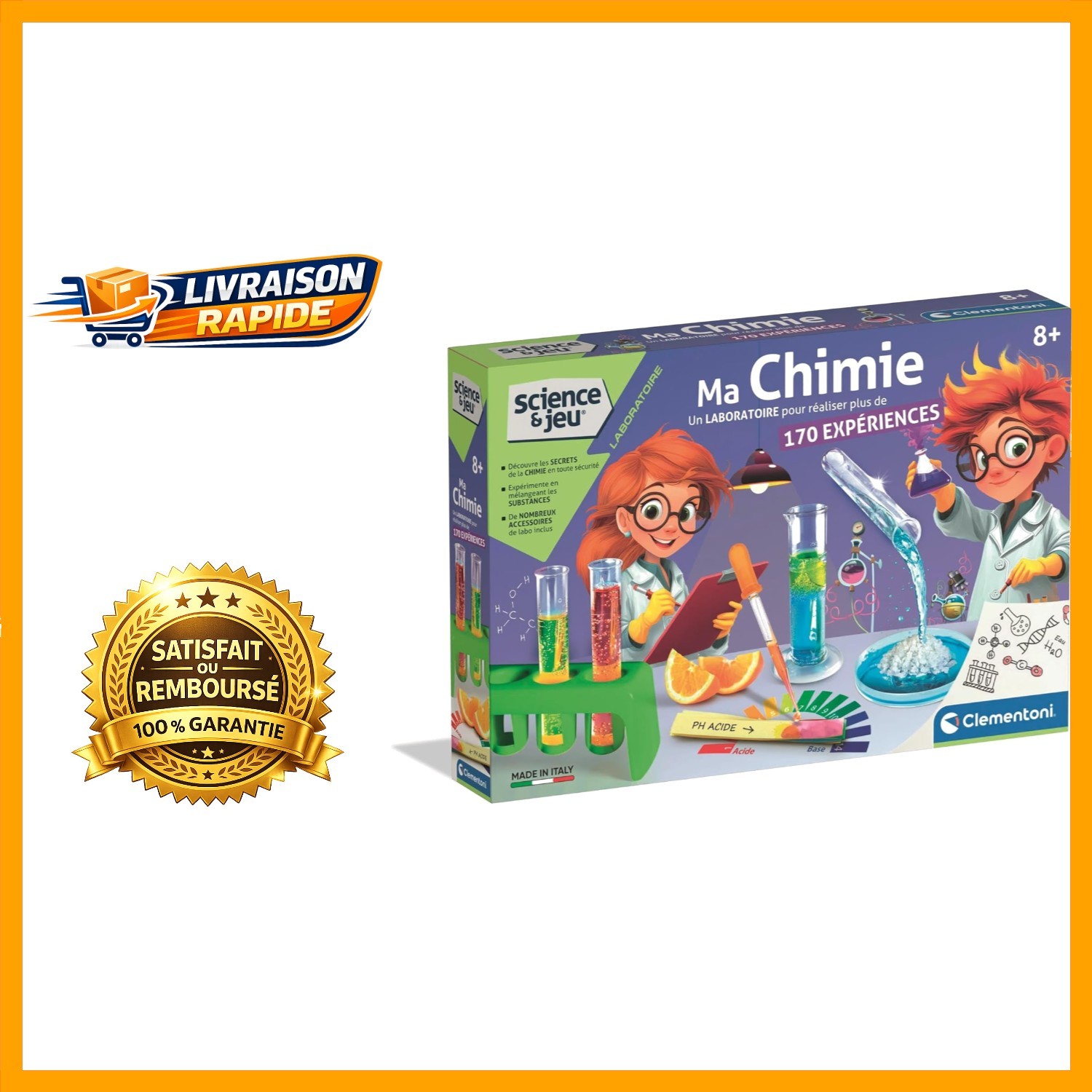 Ma chimie pour enfants clementoni kit scientifique pour s'amuser en famille