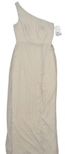 Thread Women's Oyster Chiffon Lined One Shoulder Open Slit Maxi Dress Size 2R