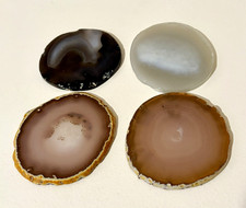 Set of 4 Natural Agate Stone Coasters Polishe...