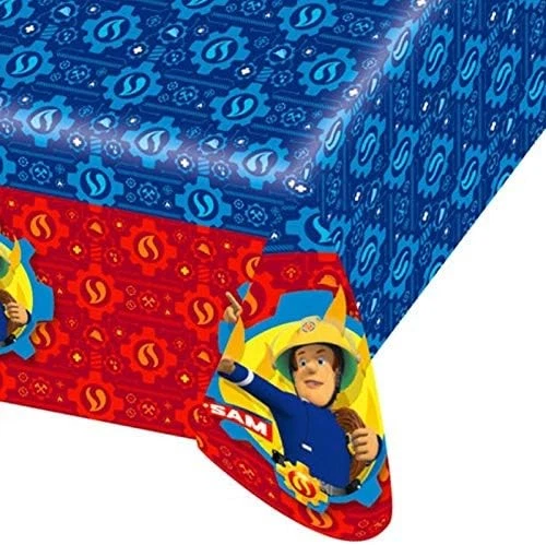 amscan Anime Nappe-Plastique Sam Le Pompier, 9902178, 120 x 180 cm, Rouge - Photo 4/4
