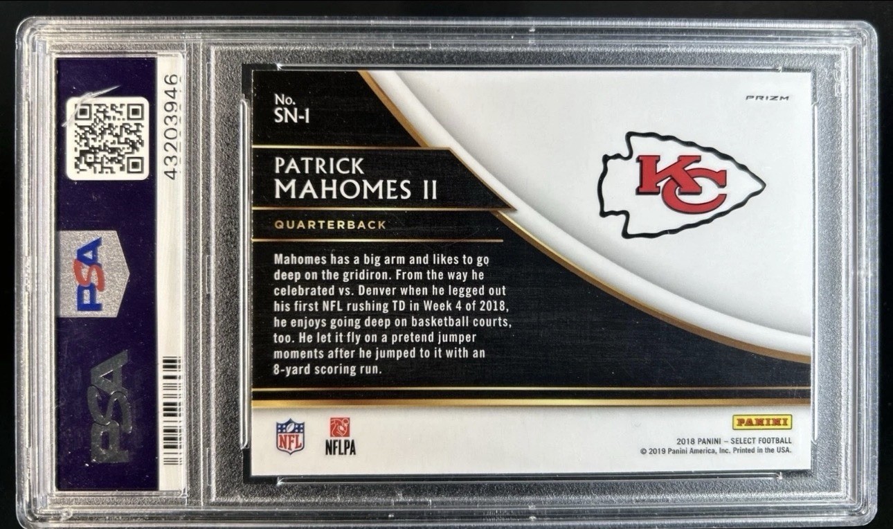 2018 Select Patrick Mahomes II Snapshots Prizm PSA 10 GEM MINT #SN-1 Chiefs view 2