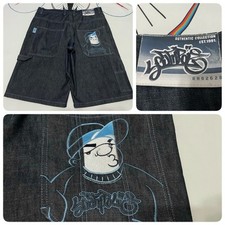 VTG Y2K Southpole Baggy Denim Shorts Jorts Carpenter Grunge Skater Dark wash 36