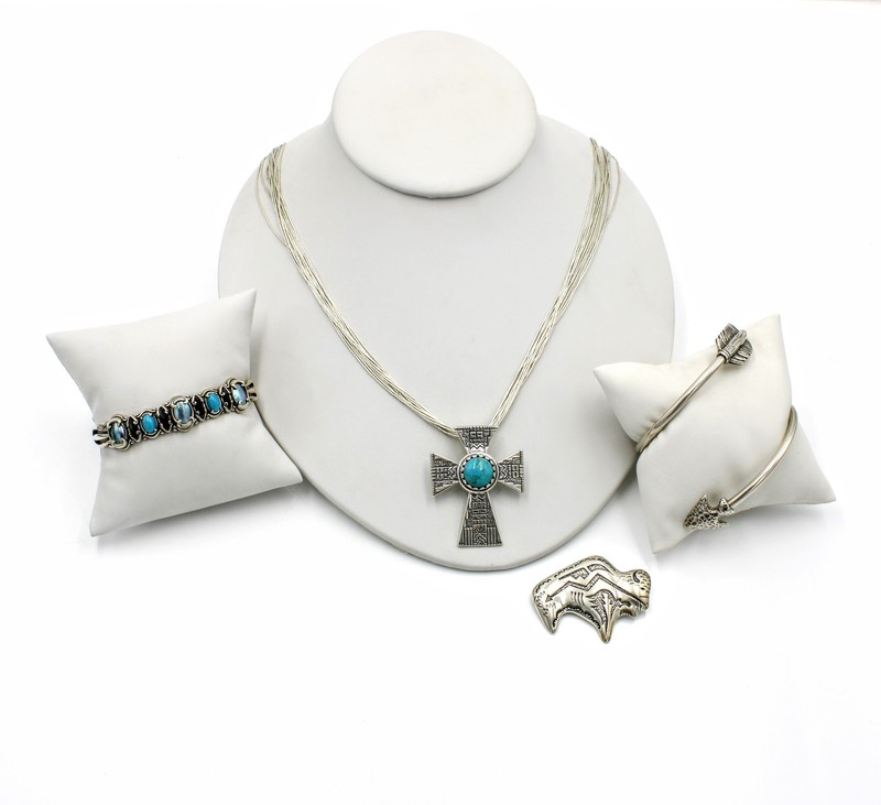 Carolyn Pollack Relios Sterling Turquoise Necklace Cuff Bracelet Pin Lot#S5535-3
