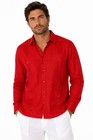 Herren 100% weiches Leinen Guayabera Hemd für Männer - rot traditionell 4 Taschen - MLS401