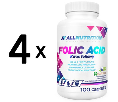 4 x Allnutrition Folic Acid, 600mcg - 100 vcaps (114,98 EUR/kg)