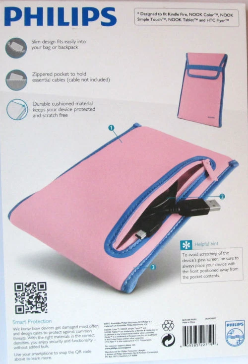 Capa de manga macia Philips nova na embalagem para KINDLE FIRE & NOOK * Rosa * Frete grátis - Imagem 2 de 2
