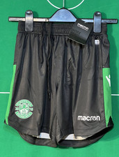 Hibernian Football Shorts Black LJNR (146–158cm) – BNWT