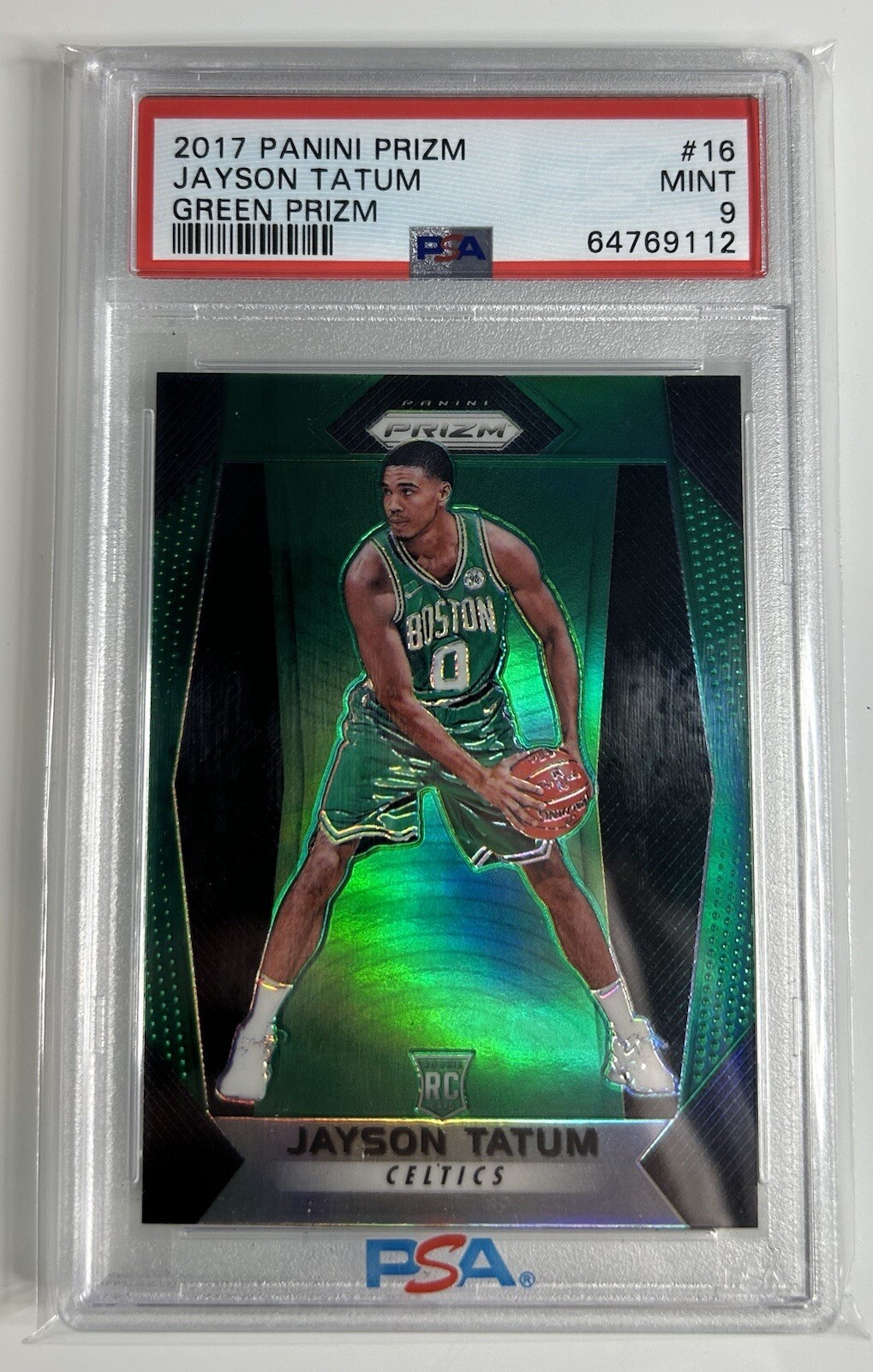 2017 Panini Prizm Jayson Tatum Green Prizm #16 PSA 9 Rookie RC Boston Celtics SP
