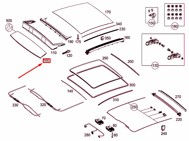 MERCEDES BENZ A W176 Front Fixed Glass Roof Cover A1767800022 NEW GENUINE