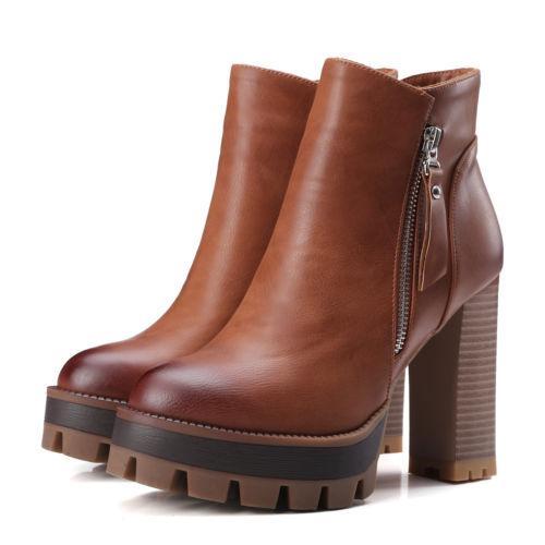 Womens Block Block Block Heel Plarform Ankle Boots Retro British shoes OL Retro Zip Fashion a5840c Womens Block Block Block Heel Plarform Ankle Boots Retro British shoes OL Retro Zip Fashion a5840c