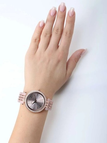 New Michael Kors Womens Watch Darci Rose Gold Blush Acetate Crystal Glitz MK4327 - Picture 9 of 10