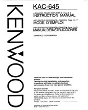 Kenwood KAC-645 Amplifier Owners Instruction Manual