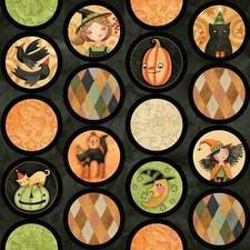 Halloween Whimsy by Riley Blake - Circles on Black - Cotton Fabric half yard