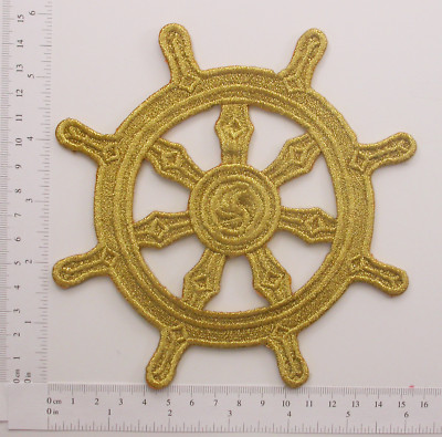 IRON ON PATCH APPLIQUE - BUDDHIST DHARMA WHEEL SYMBOL *SIZES* *COLORS*