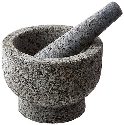 6 Heavy Granite 2 Cup Mortar & Pestle Natural Stone Molcajete Bowl And Grinder 