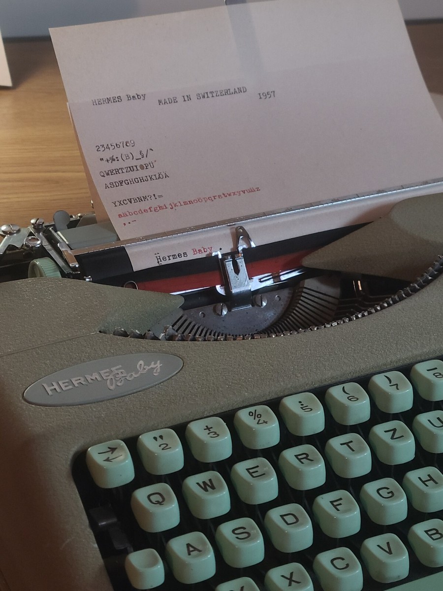 Original HERMES BABY 1957 Mint Green Typewriter w Case | eBay