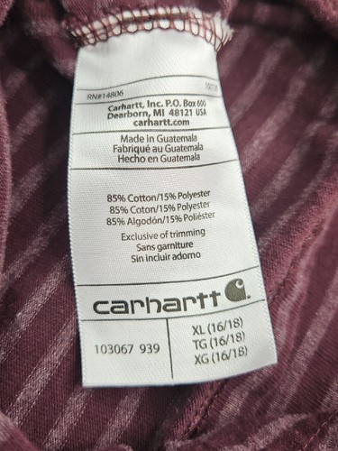 Carhartt Boy's Maroon Shirt Short Sleeve Original Fit Outdoor Pocket XL (16-18) - Picture 7 of 7