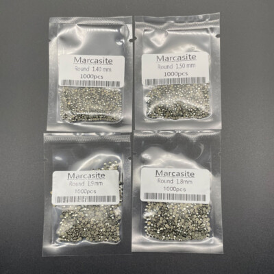 1000pcs 0.9~2mm Round Flat Back Loose Natural Marcasite Stone For DIY watch
