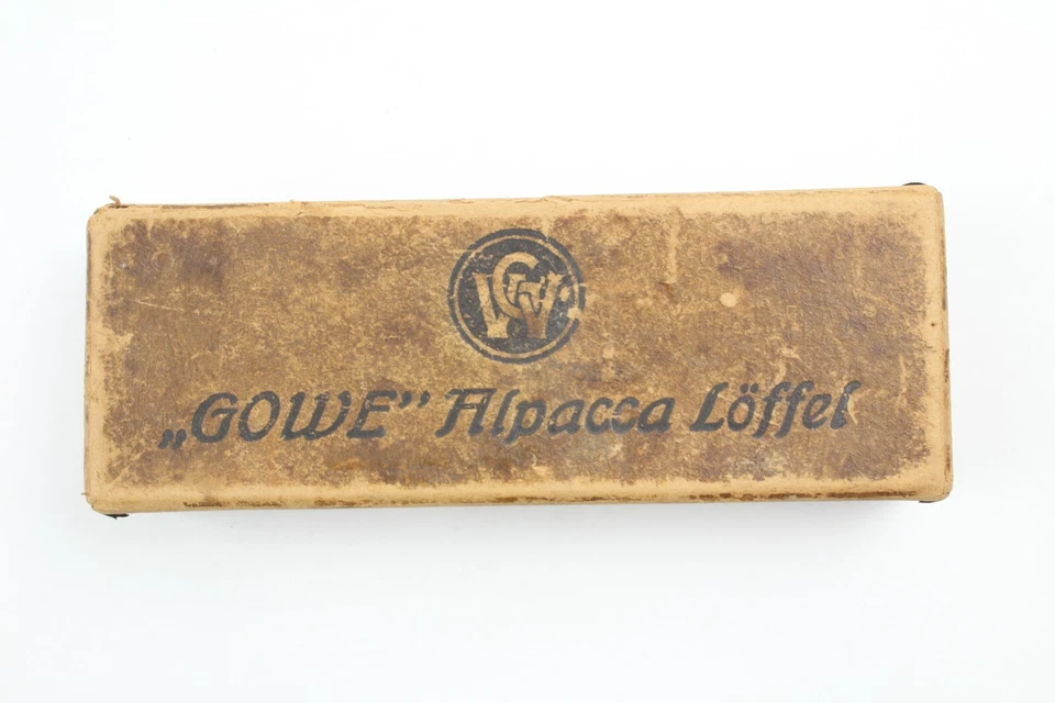 Antikes Etui Verkaufskarton für "GOWE" Kaffee Löffel - Bild 2 von 4