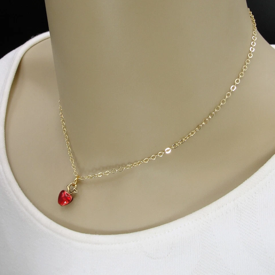 Крошечное ожерелье с красным яблоком — ювелирные изделия с брелоками учителя — подарок для учителя, НОВОЕ - Изображение 4 из 4