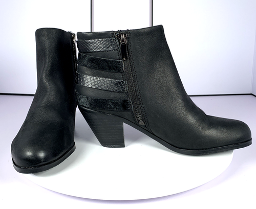 Sam Edelman Womens Lucca Ankle Bootie Leather Calf Hair Zip Block Heel Boots 6.5 - Picture 13 of 23