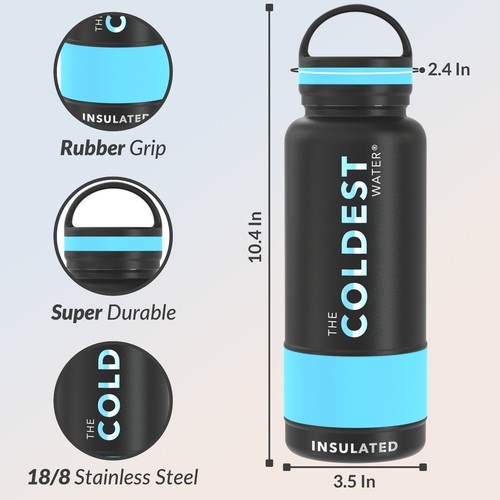 Coldest Insulated Water Bottle with Handle Lid Leak Proof, Stainless Steel-32oz - Picture 40 of 126