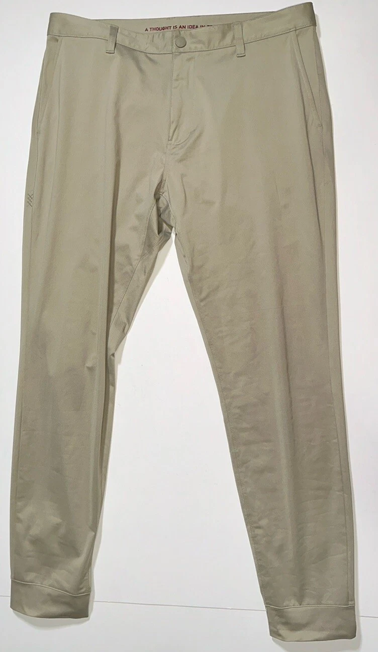 Rhone Commuter Jogger Pants Mens 33 X 29 Ankle Zip Performance Stretch Tan Khaki