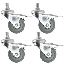 Castor Wheels Trolley 50mm M10 Threaded Swivel Braked Non-Marking Caster x 4