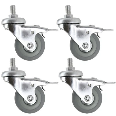 SPARES2GO Castor Wheels Trolley 50mm M10 Threaded Swivel Braked Non-Marking Caster x 4