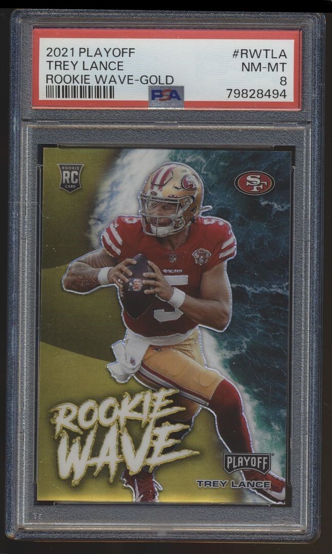 Trey Lance Panini Playoff Rookie Wave #RWTLA Gold
