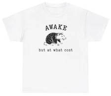 Awake But At What Cost T Shirt Funny Sarcastic Weird Sleepy Possum Weird Tee