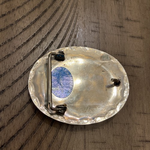 Navajo Eagle Head Belt Buckle  Nickle Turquoise & Coral Native Artist  J114 - Afbeelding 5 van 8