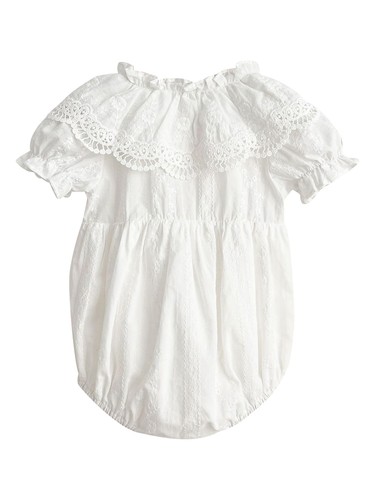 Baby Girl Romper Dress Lace Ruffles Collar Bodysuit One Piece Christening Outfit - Picture 22 of 38