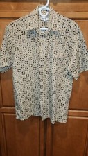 Pierre Cardin Shirt Mens Medium Tan, Brown,gray Short Sleeve Button Up Vintage