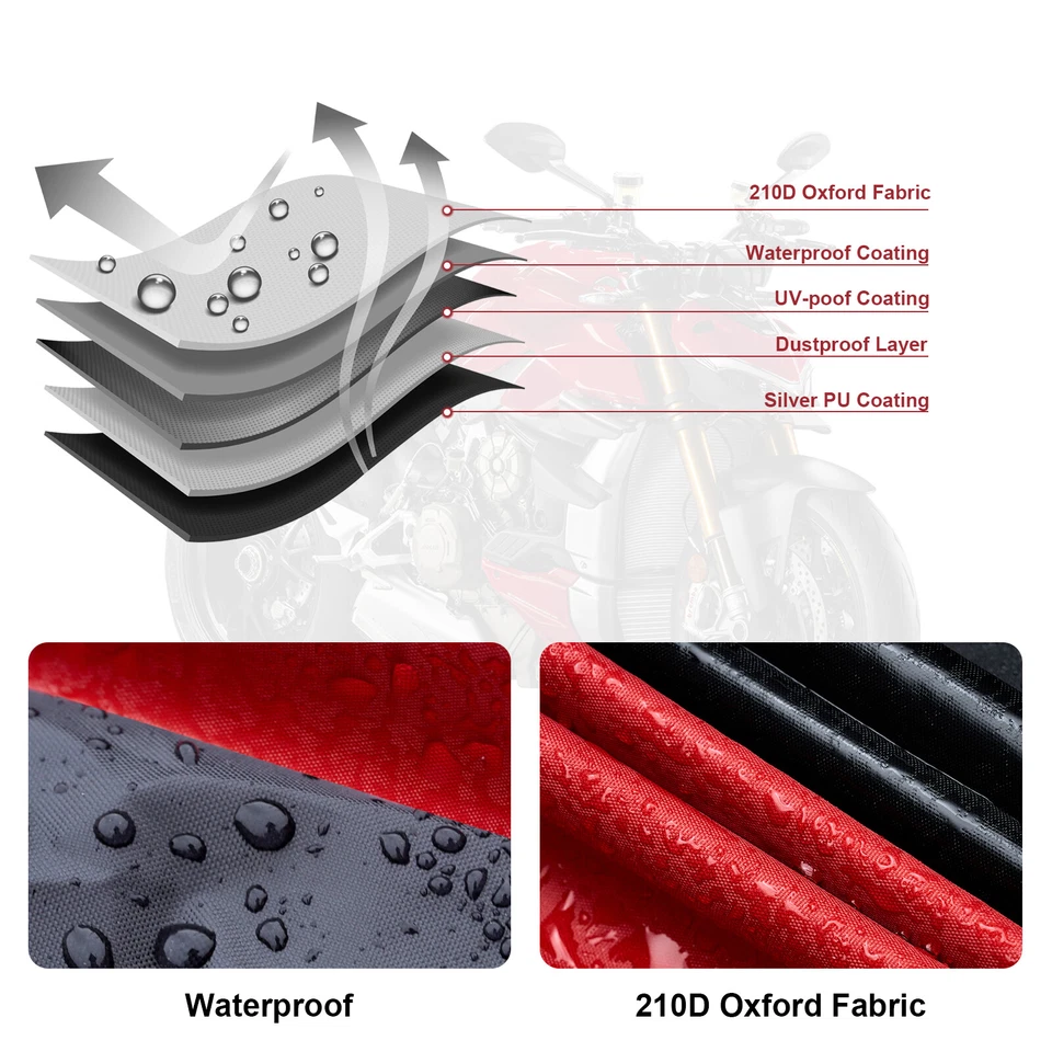 M-4XL Cubierta de Motocicleta Bicicleta Impermeable Lluvia Polvo Sol UV Scooter Exterior Protección Foto 4 de 4