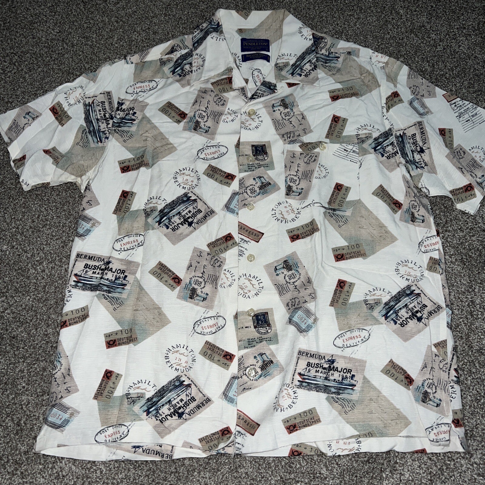Pendleton Button Down Biscayne Shirt Mens Size L - image 1