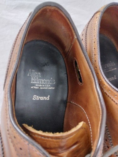 Allen Edmonds "Strand" Men's Cap-Toe Oxfords 10 D Brown Made in USA - Picture 9 of 13