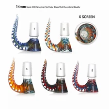 14mm Glass Bowl Handle Twisted Cane X Screen thick NorthStar glass Martini Slide