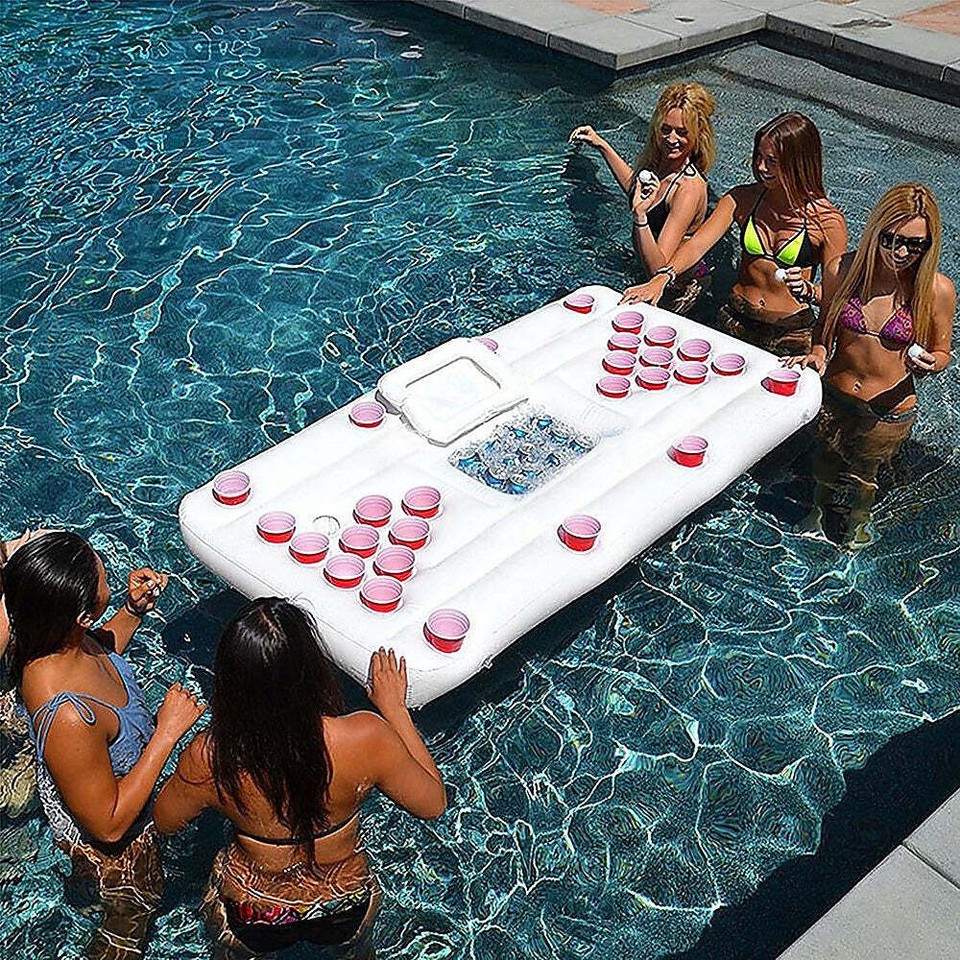 Big PVC Inflatable Beer Pong Raft Floating Pool Party Pong Game Table