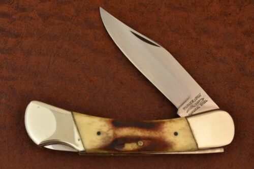 VINTAGE PARKER IMAI SECOND CUT STAG BONE JUMBO LOCKBACK KNIFE JAPAN K 249 (19681