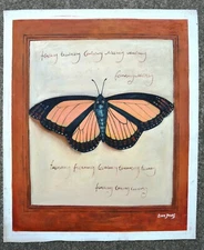 BUTTERFLY COLORFUL BEAUTIFUL HAND PAINTED 24" CANVAS OIL PAINTING ART GIFT F37