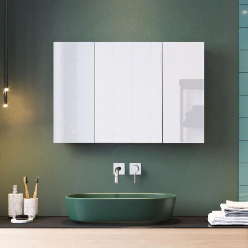 Large Bathroom Mirror Cabinet Wall Mounted With Storage Cupboard Stainless Steel - Picture 2 of 15
