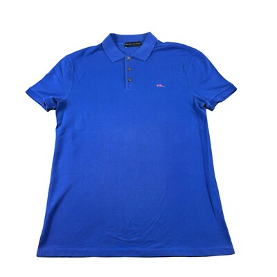 Ralph Lauren Black Label Current Blue Monogram Cotton Mesh Polo