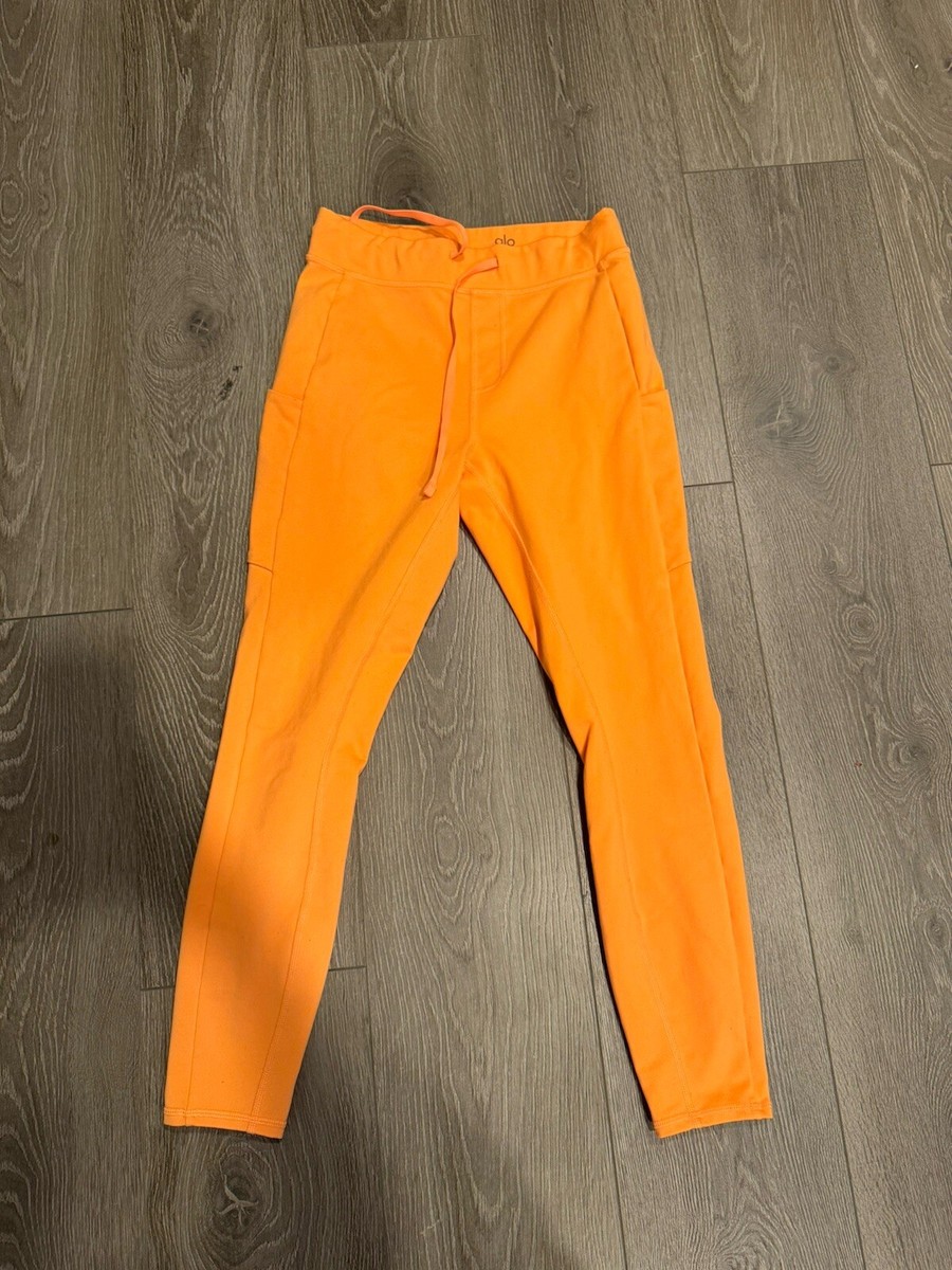 ALO YOGA Women's 7/8 CHECKPOINT Tie Front Leggings Neon Apricot