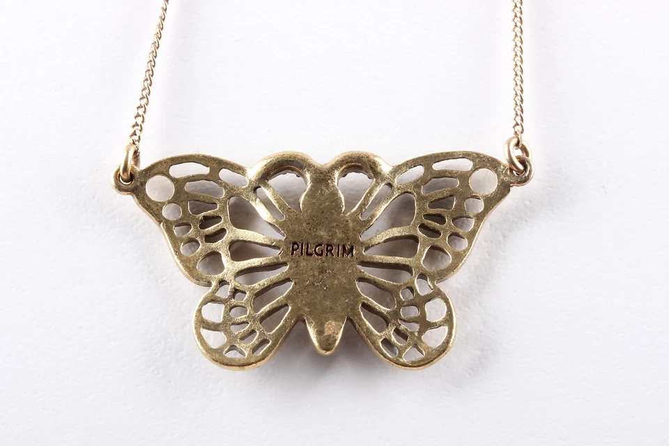 COLLAR MARIPOSA CHAPADO EN ORO PEREGRINO MODA 1688 Foto 3 de 4