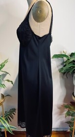 VTG VAN RAALTE*LOVELY!! BLACK LACE & NYLON FULL SLIP NEGLIGEE GOWN*S 34 A