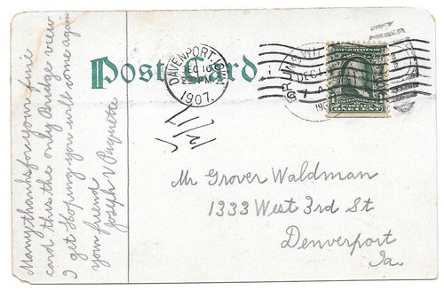 Antique Postcard - Posted 1907 MCRR Bridge above falls Brunswick Maine ME 1907 - Picture 2 of 2