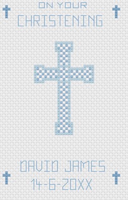 Christening Boy Cross Stitch Card Kit or Pattern - by Florashell