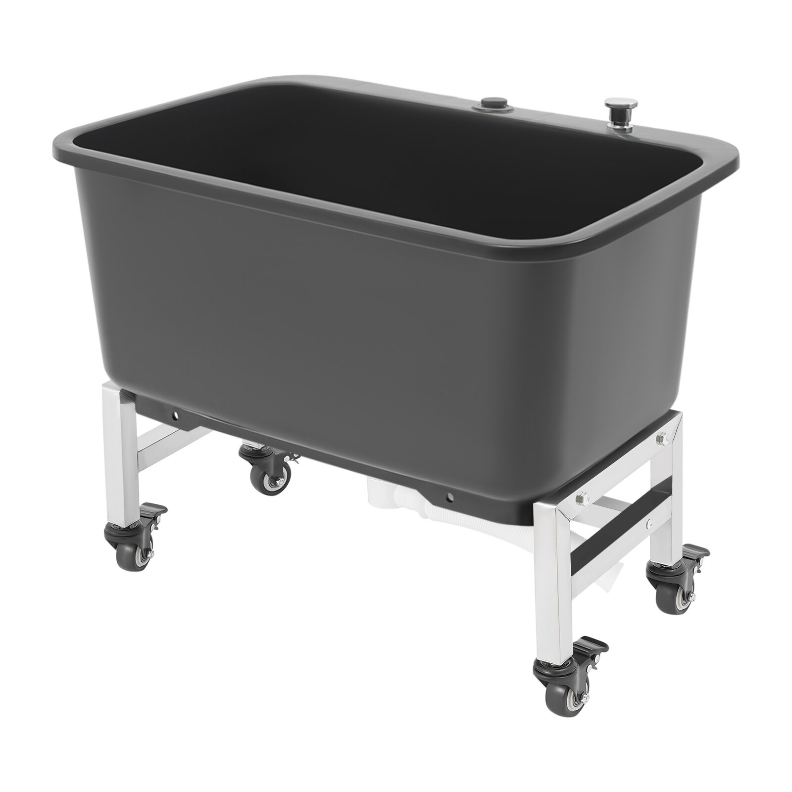 12 Gal Large Mop Bucket W/4 Wheels Drain Hose Plastic Wet Floor Cleaning Buckets