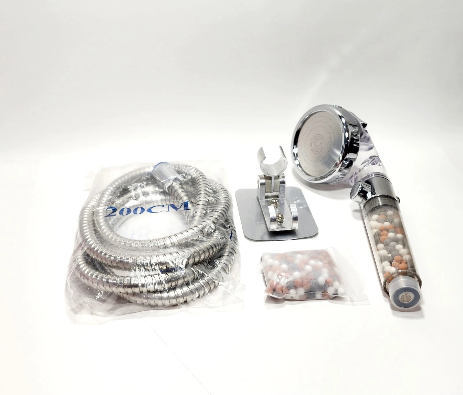 SHOWER HEAD HIGH PRESSURE HANDHELD 3 MODES FULTER SPRAY WITH MINERAL STONES